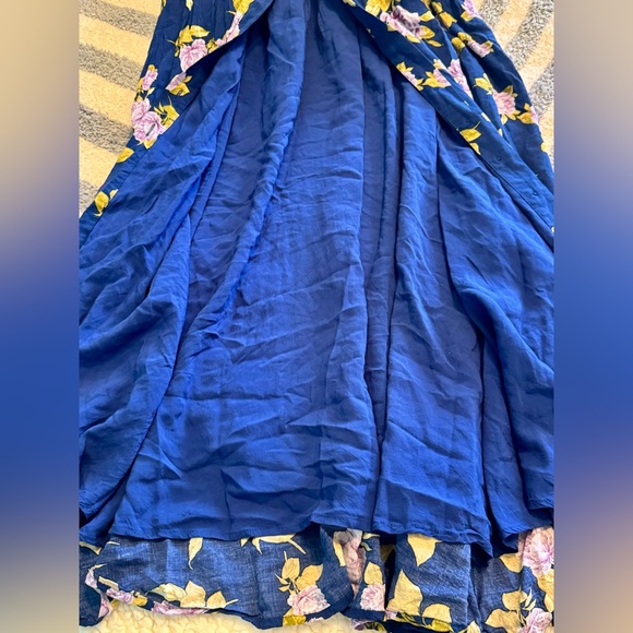Free People Printed Love of My Life Midi Dress Floral Blue XS Button Front Midi - Picture 15 of 16